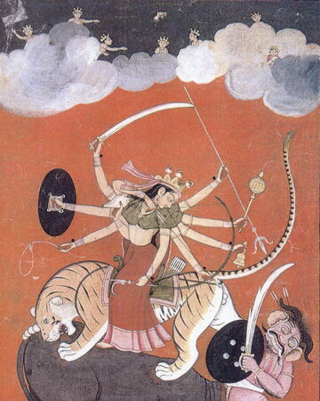Durga was created by the gods to defeat the demon Mahishasura