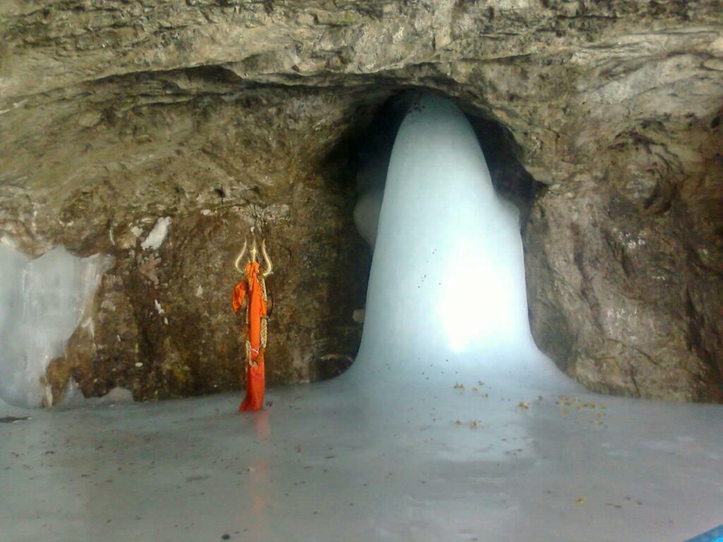 The natural Shiva Lingam in this photo is located in Amarnath, India. 
