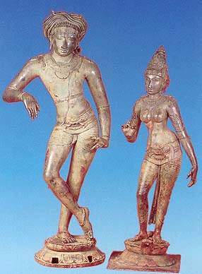 Sculpture of Shiva and Parvati. The Om Namah Shivaya mantra is chanted throughout the day and night. This powerful mantra is said to be able to set you free spiritually.
